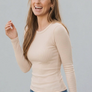 Long Sleeve Brushed Rib Knit Top