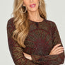 Long Sleeve Round Neck Burn Out Velvet Top