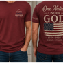 Heathered Red Premium t-shirt with 'One Nation Under God' exclusive design by Roxane .