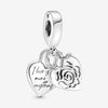 Pandora - Rose Heart Padlock Dangle Charm