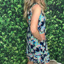 Lulu B - Sleeveless Ruffle Bottom Dress Navy Palm