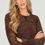 Long Sleeve Round Neck Burn Out Velvet Top