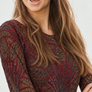 Long Sleeve Round Neck Burn Out Velvet Top