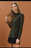 Long Sleeve Mock Neck Velvet Top