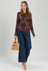 Long Sleeve Round Neck Burn Out Velvet Top