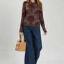 Long Sleeve Round Neck Burn Out Velvet Top