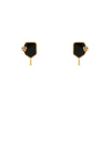 Black Pickleball Paddle Stud Earrings with Gold Accent – Sporty Chic Pickleball Jewelry