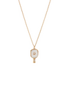 Cream and Gold Pickleball Pendant Necklace – Elegant Pickleball Paddle Jewelry for Women