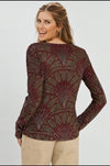 Long Sleeve Round Neck Burn Out Velvet Top