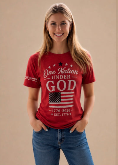 Short Sleeve One Nation Womens Front Print Red