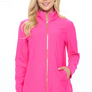 Women's Hot Pink Performance Zip Up Jacket with Gold Zipper – Lightweight Athletic Layer