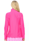 Women's Hot Pink Performance Zip Up Jacket with Gold Zipper – Lightweight Athletic Layer