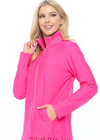 Women's Hot Pink Performance Zip Up Jacket with Gold Zipper – Lightweight Athletic Layer