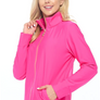 Women's Hot Pink Performance Zip Up Jacket with Gold Zipper – Lightweight Athletic Layer