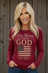 AL6008-Red Ladies One Nation L Sleeve Tee