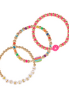 Layered Pickleball Bracelet in Pink/Gold, and Multicolor/Gold