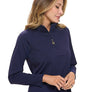 Women's Navy Performance Jacket with Gold Zipper – Lightweight Athletic Layer