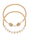 Pickleball Bracelet – 2 Layer Charm Bracelet with Pickleball Paddles and Letter Beads