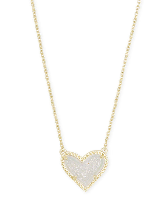 Kendra Scott - Ari Heart Short Pendant - Gold Iridescent Drusy