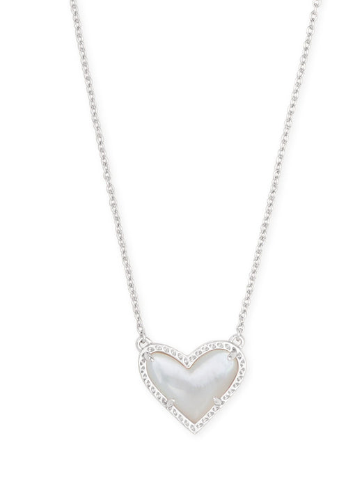 Kendra Scott - Ari Heart Short Pendant - Rhodium Ivory Mother of Pearl