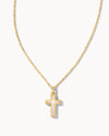 Kenda Scott - Cross Pendant Necklace - Gold White Opal
