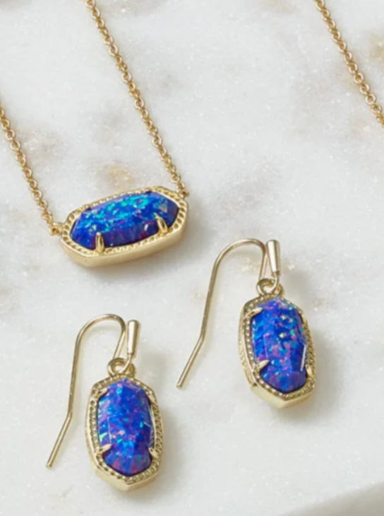 Kendra Scott Lee Earrings Gold Night Opal